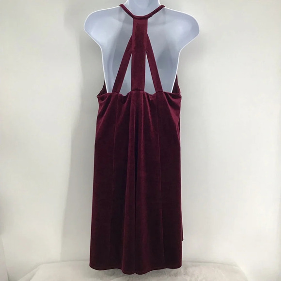 Crosby by Mollie Burch Velvet Ellie Swing Halter Style Dress Burgundy Size Med - Picture 2 of 8